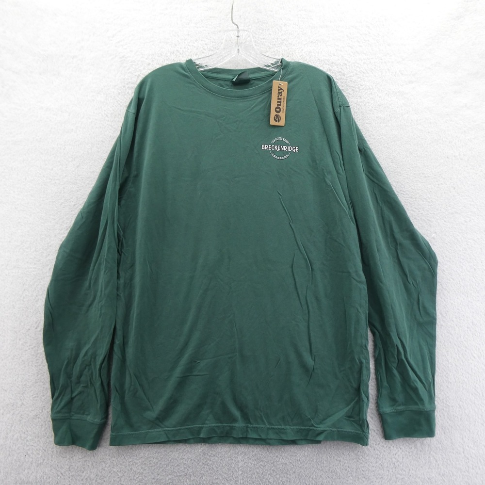 Ouray Shirt Mens Large Breckenridge Colorado Green Snow Cotton Long Sleeve New